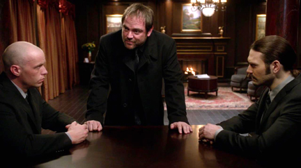 Crowley thinks he's meeting with his loyal advisors. Crowley thinks he's meeting with his loyal advisors.